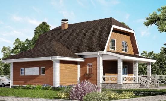 160-006-П Проект двухэтажного дома с мансардой и гаражом, современный дом из арболита Волжск | Проекты домов от House Expert