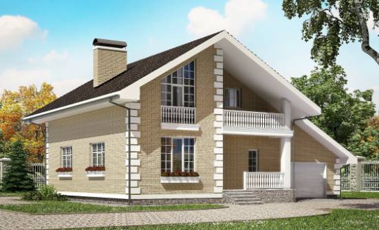 190-005-П Проект двухэтажного дома с мансардным этажом, гараж, просторный дом из керамзитобетонных блоков Волжск | Проекты домов от House Expert