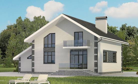 180-001-П Проект двухэтажного дома мансардный этаж, гараж, экономичный домик из теплоблока Йошкар-Ола | Проекты домов от House Expert