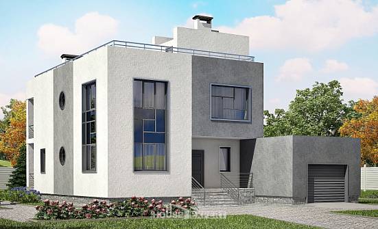 255-001-П Проект двухэтажного дома и гаражом, просторный дом из твинблока Волжск | Проекты домов от House Expert