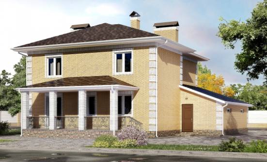 220-006-Л Проект двухэтажного дома и гаражом, классический коттедж из керамзитобетонных блоков Волжск | Проекты домов от House Expert