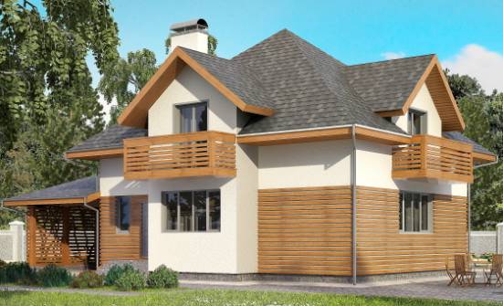 155-004-П Проект двухэтажного дома мансардой и гаражом, простой дом из пеноблока Волжск | Проекты домов от House Expert