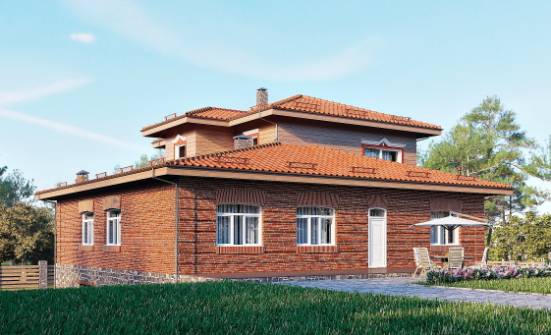 380-002-Л Проект трехэтажного дома, гараж, большой загородный дом из кирпича Йошкар-Ола | Проекты домов от House Expert