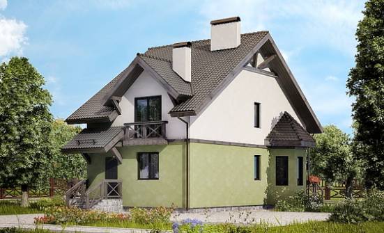 120-003-П Проект двухэтажного дома с мансардным этажом, скромный коттедж из поризованных блоков Волжск | Проекты домов от House Expert