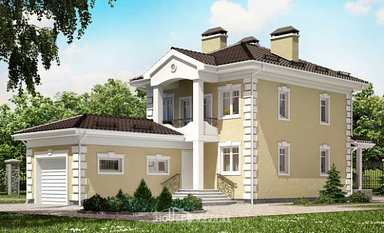 150-006-Л Проект двухэтажного дома, гараж, скромный дом из блока Волжск | Проекты домов от House Expert