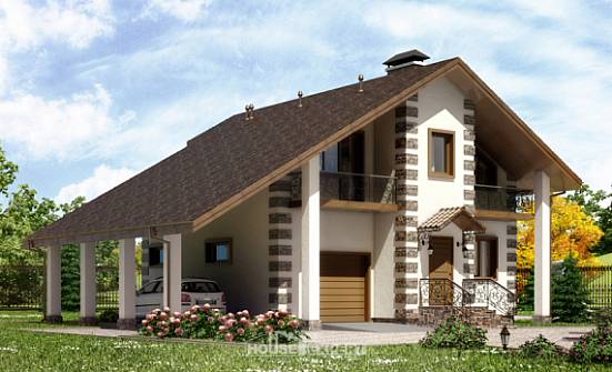 150-003-Л Проект двухэтажного дома мансардой и гаражом, компактный загородный дом из дерева Йошкар-Ола | Проекты домов от House Expert