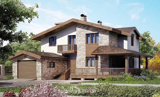 220-001-П Проект двухэтажного дома с мансардой и гаражом, простой загородный дом из поризованных блоков Йошкар-Ола | Проекты домов от House Expert