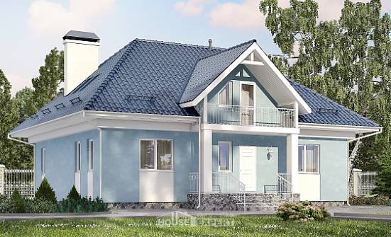 200-002-П Проект двухэтажного дома с мансардой, красивый коттедж из теплоблока Йошкар-Ола | Проекты домов от House Expert