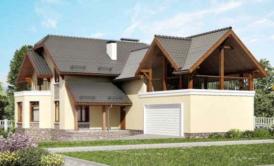 255-003-П Проект трехэтажного дома мансардой, гараж, простой домик из пеноблока Йошкар-Ола | Проекты домов от House Expert