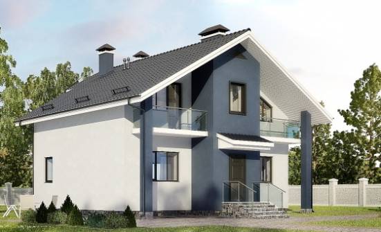 150-005-П Проект двухэтажного дома мансардный этаж, классический домик из теплоблока Волжск | Проекты домов от House Expert
