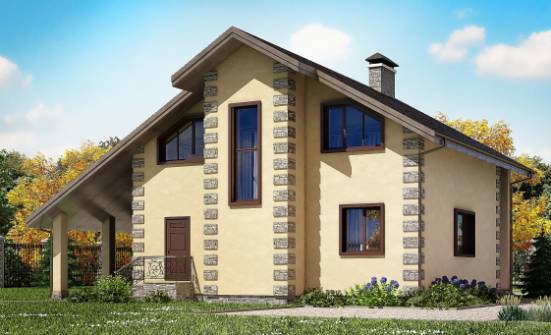 150-003-П Проект двухэтажного дома мансардой и гаражом, бюджетный коттедж из арболита Йошкар-Ола | Проекты домов от House Expert