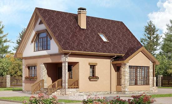 140-002-П Проект двухэтажного дома с мансардой, компактный дом из бризолита Йошкар-Ола | Проекты домов от House Expert