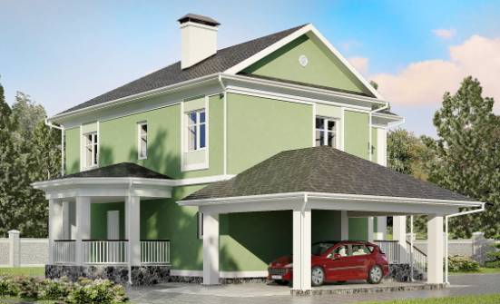 170-001-Л Проект двухэтажного дома и гаражом, классический коттедж из керамзитобетонных блоков Волжск | Проекты домов от House Expert