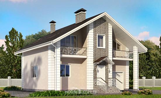 150-002-П Проект двухэтажного дома с мансардой и гаражом, компактный домик из пеноблока Волжск | Проекты домов от House Expert