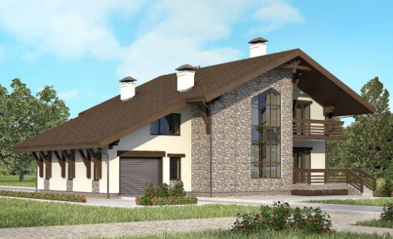 280-001-П Проект двухэтажного дома с мансардой, гараж, просторный загородный дом из кирпича Йошкар-Ола | Проекты домов от House Expert