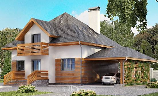 155-004-П Проект двухэтажного дома мансардой и гаражом, простой дом из пеноблока Волжск | Проекты домов от House Expert
