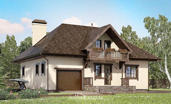200-001-Л Проект двухэтажного дома мансардой и гаражом, уютный дом из блока Волжск | Проекты домов от House Expert