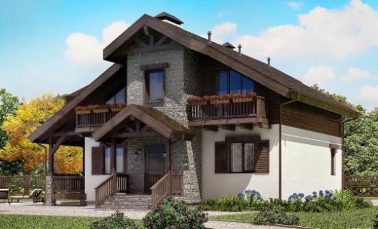 150-004-Л Проект двухэтажного дома с мансардой, экономичный коттедж из поризованных блоков Волжск | Проекты домов от House Expert