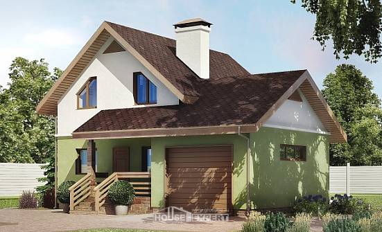 120-002-П Проект двухэтажного дома с мансардным этажом, гараж, бюджетный дом из газобетона Йошкар-Ола | Проекты домов от House Expert
