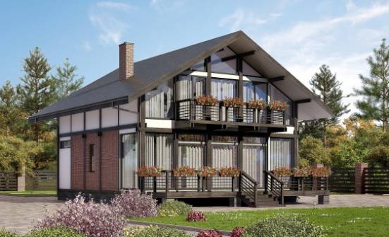 170-007-П Проект двухэтажного дома мансардой, бюджетный коттедж из бревен Волжск | Проекты домов от House Expert