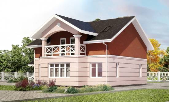 155-009-Л Проект двухэтажного дома мансардный этаж, скромный загородный дом из твинблока Волжск | Проекты домов от House Expert