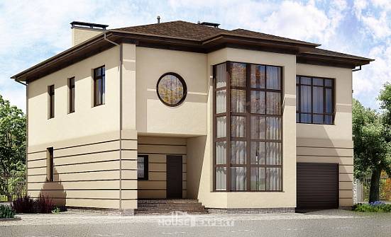 300-006-П Проект двухэтажного дома и гаражом, уютный загородный дом из кирпича Волжск | Проекты домов от House Expert