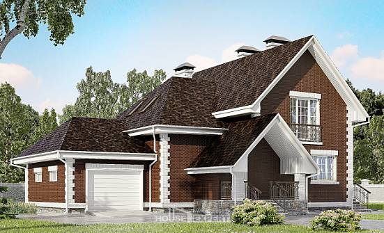 190-003-Л Проект двухэтажного дома с мансардным этажом, гараж, классический дом из бризолита Волжск | Проекты домов от House Expert