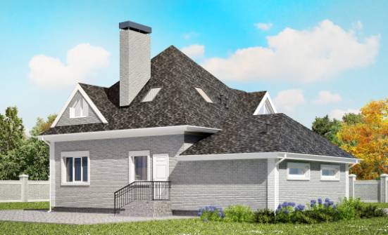 135-001-Л Проект двухэтажного дома с мансардой, гараж, компактный загородный дом из кирпича Йошкар-Ола | Проекты домов от House Expert