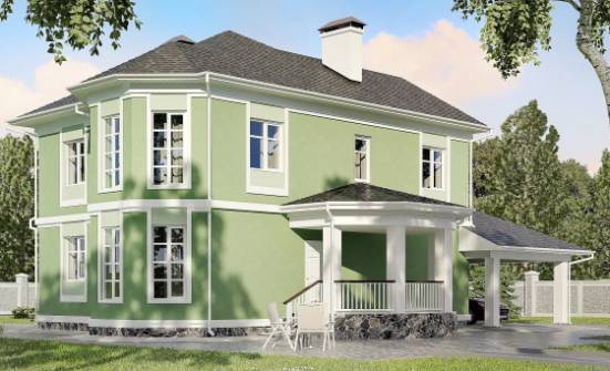 170-001-Л Проект двухэтажного дома и гаражом, классический коттедж из керамзитобетонных блоков Волжск | Проекты домов от House Expert