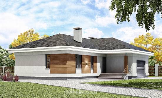165-001-П Проект одноэтажного дома, гараж, уютный дом из газобетона Йошкар-Ола | Проекты домов от House Expert