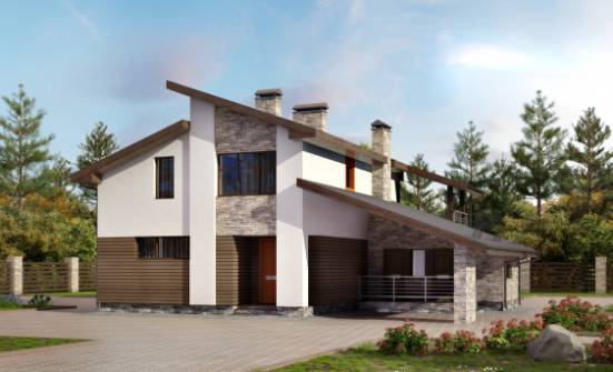 200-010-П Проект двухэтажного дома с мансардой, гараж, средний коттедж из арболита Йошкар-Ола | Проекты домов от House Expert
