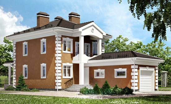 150-006-П Проект двухэтажного дома и гаражом, экономичный загородный дом из поризованных блоков Волжск | Проекты домов от House Expert
