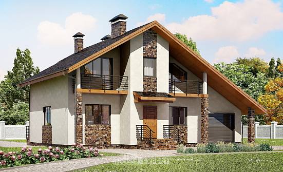 180-008-П Проект двухэтажного дома мансардный этаж, гараж, средний загородный дом из твинблока Волжск | Проекты домов от House Expert