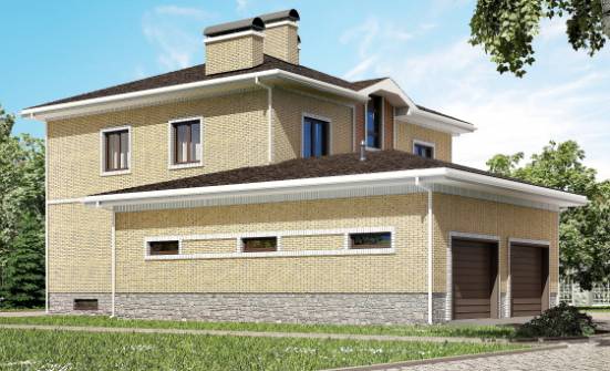 350-002-Л Проект трехэтажного дома и гаражом, просторный коттедж из кирпича Йошкар-Ола | Проекты домов от House Expert