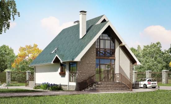 170-003-Л Проект двухэтажного дома с мансардой, компактный загородный дом из поризованных блоков Волжск | Проекты домов от House Expert