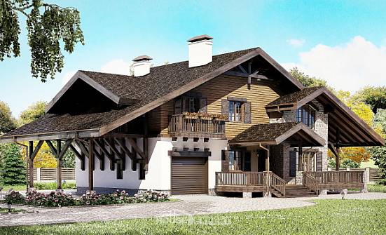 270-001-Л Проект двухэтажного дома с мансардным этажом и гаражом, классический коттедж из кирпича Волжск | Проекты домов от House Expert