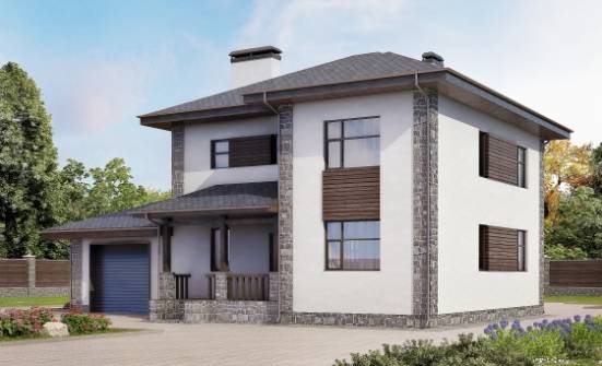 185-004-Л Проект двухэтажного дома, гараж, простой коттедж из газосиликатных блоков Волжск | Проекты домов от House Expert