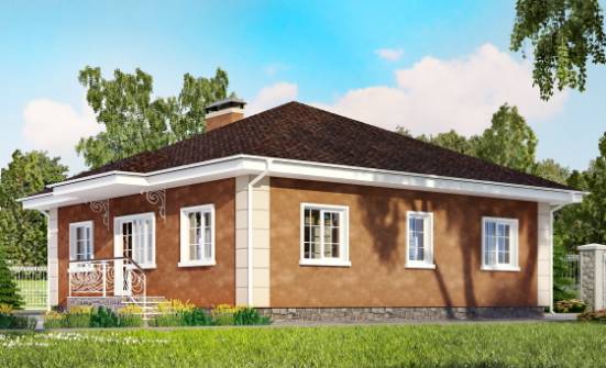 100-001-Л Проект одноэтажного дома, бюджетный загородный дом из газобетона Йошкар-Ола | Проекты домов от House Expert