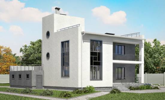255-001-П Проект двухэтажного дома и гаражом, просторный дом из твинблока Волжск | Проекты домов от House Expert