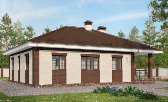 160-015-П Проект одноэтажного дома, гараж, экономичный дом из блока Волжск | Проекты домов от House Expert