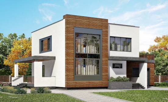 220-003-П Проект двухэтажного дома и гаражом, классический коттедж из бризолита Волжск | Проекты домов от House Expert