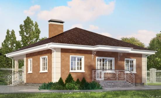 100-001-Л Проект одноэтажного дома, бюджетный загородный дом из газобетона Йошкар-Ола | Проекты домов от House Expert