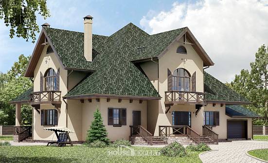 350-001-П Проект двухэтажного дома с мансардой, гараж, уютный загородный дом из арболита Йошкар-Ола | Проекты домов от House Expert