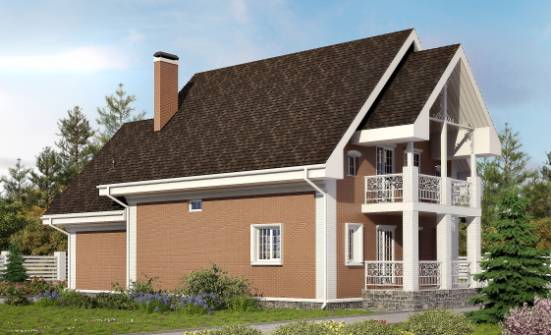 185-003-П Проект двухэтажного дома с мансардой, гараж, средний домик из арболита Волжск | Проекты домов от House Expert