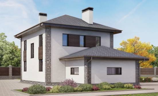 185-004-Л Проект двухэтажного дома, гараж, простой коттедж из газосиликатных блоков Волжск | Проекты домов от House Expert