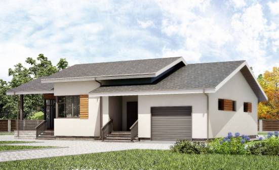 135-002-П Проект одноэтажного дома, гараж, современный коттедж из газобетона Йошкар-Ола | Проекты одноэтажных домов от House Expert