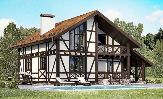 155-002-П Проект двухэтажного дома мансардный этаж и гаражом, уютный загородный дом из арболита Йошкар-Ола | Проекты домов от House Expert