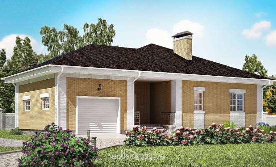 130-002-Л Проект одноэтажного дома и гаражом, классический домик из твинблока Йошкар-Ола | Проекты домов от House Expert