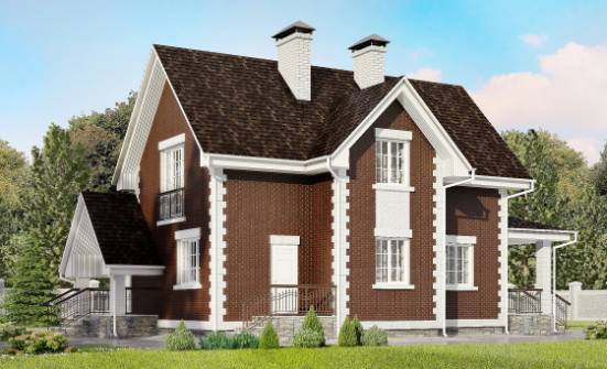 190-003-Л Проект двухэтажного дома с мансардным этажом, гараж, классический дом из бризолита Волжск | Проекты домов от House Expert
