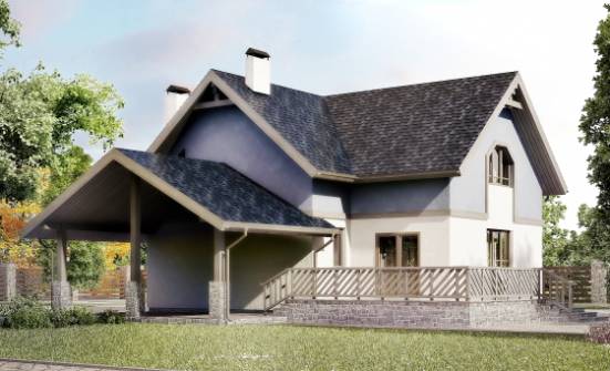 150-011-П Проект двухэтажного дома с мансардным этажом, гараж, классический коттедж из теплоблока Йошкар-Ола | Проекты домов от House Expert